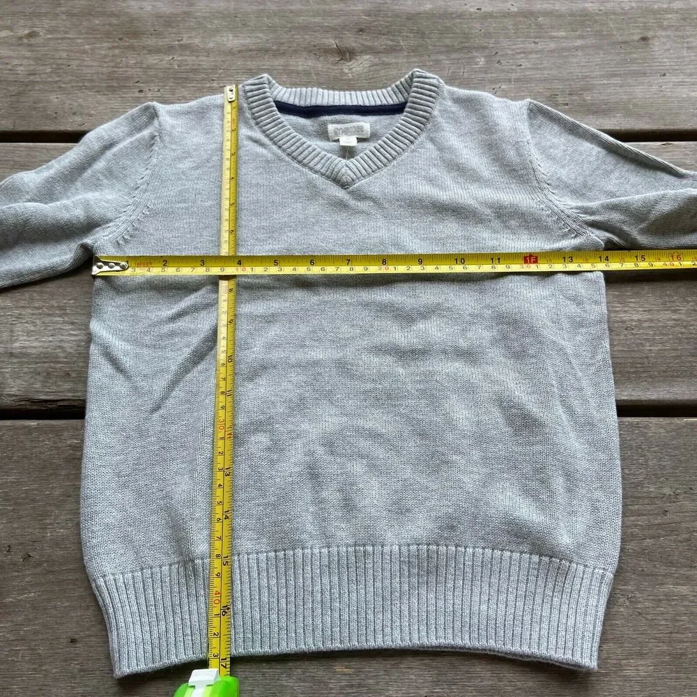 Gymboree Boys Sweater Size XS 4‎ Essentials Gray V-Neck Long Sleeve Solid NEW
